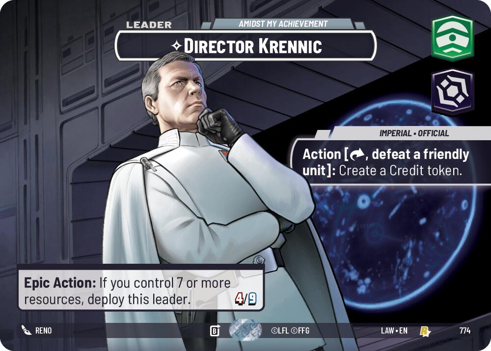 Director Krennic - Amidst My Achievement (Showcase) (774) (774) [A Lawless Time] | Cards and Coasters CA