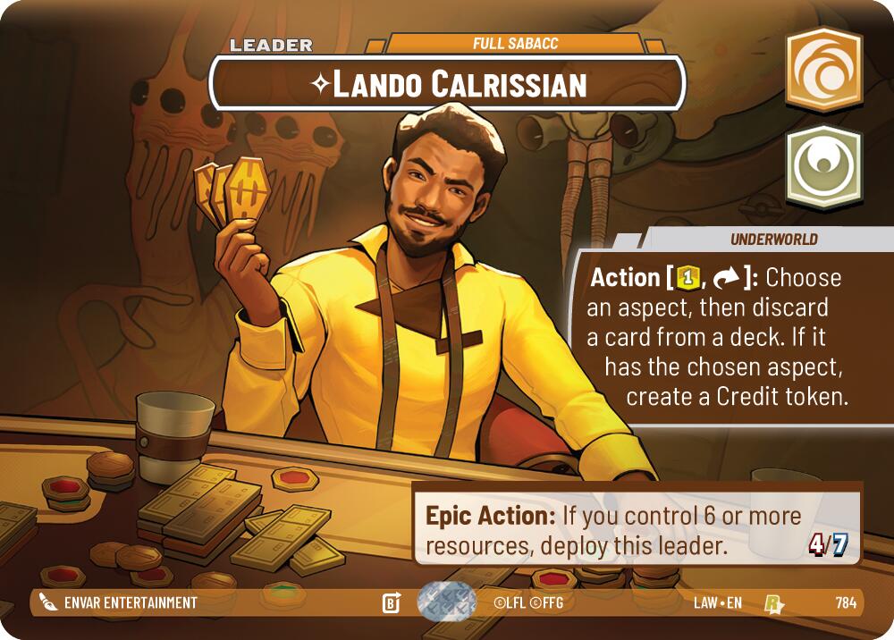 Lando Calrissian - Full Sabacc (Showcase) (784) (784) [A Lawless Time] | Cards and Coasters CA