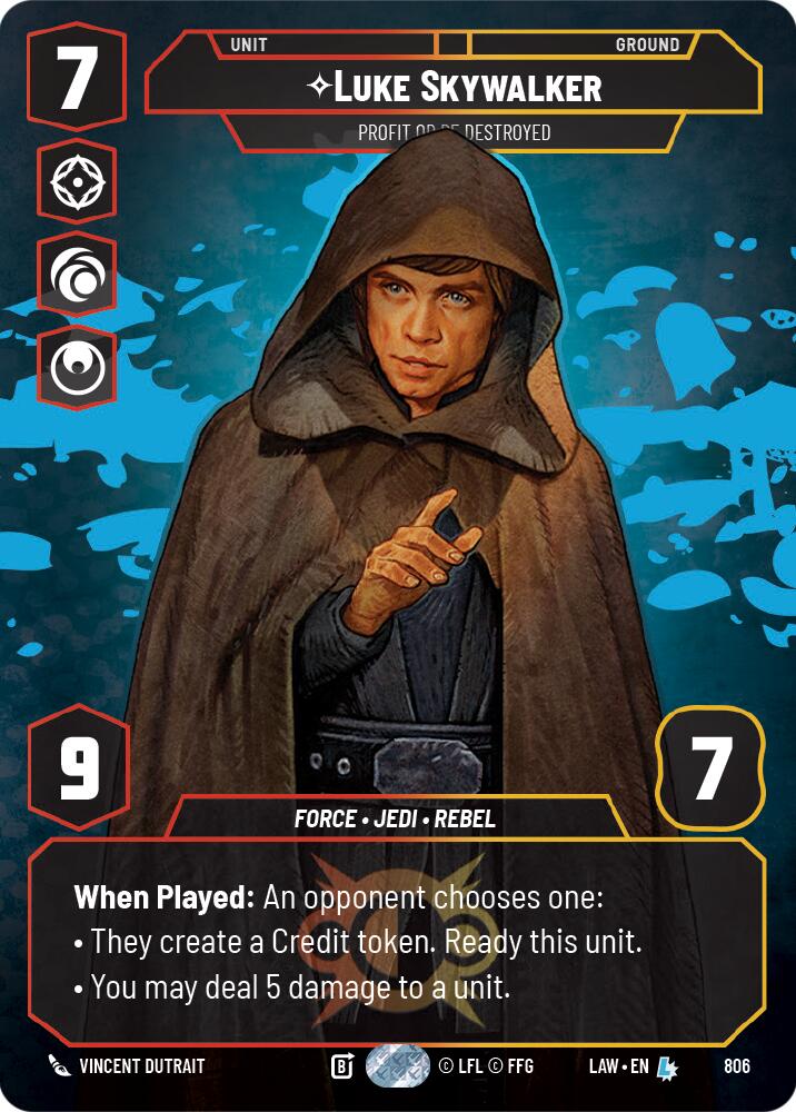 Luke Skywalker - Profit or Be Destroyed (Prestige) (806) (806) [A Lawless Time] | Cards and Coasters CA