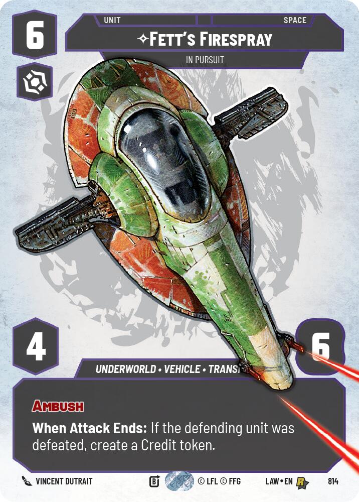 Fett's Firespray - In Pursuit (Prestige) (814) (814) [A Lawless Time] | Cards and Coasters CA