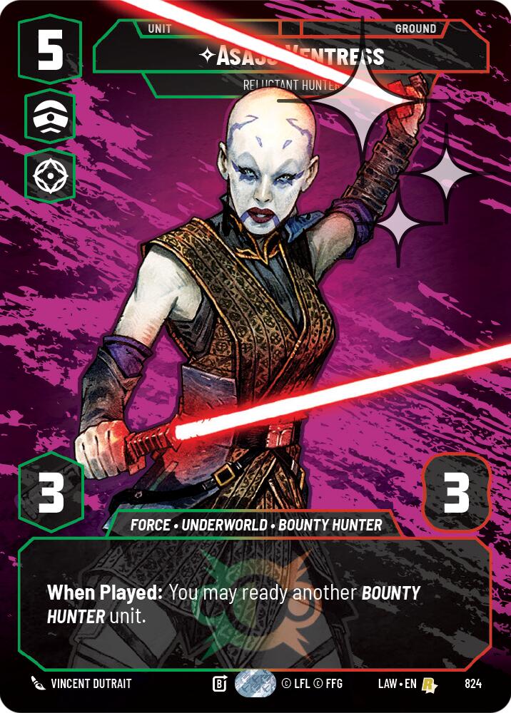 Asajj Ventress - Reluctant Hunter (Prestige Foil) (824) (824) [A Lawless Time] | Cards and Coasters CA