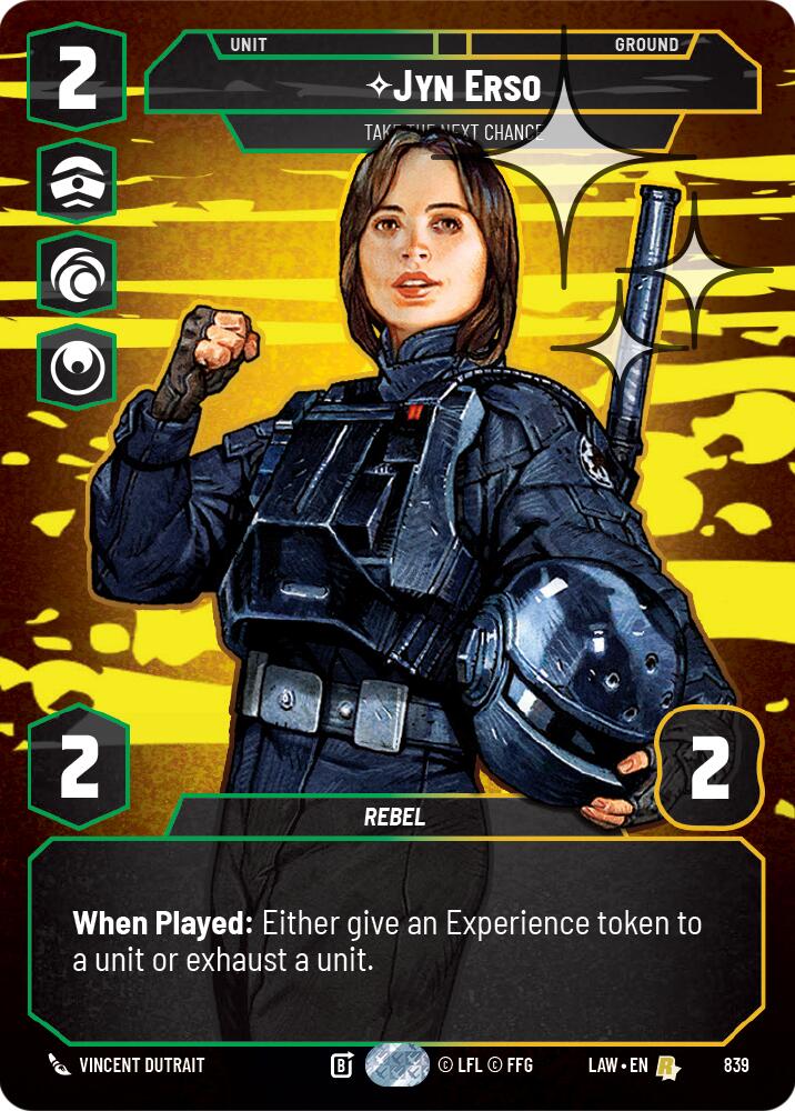 Jyn Erso - Take the Next Chance (Prestige Foil) (839) (839) [A Lawless Time] | Cards and Coasters CA