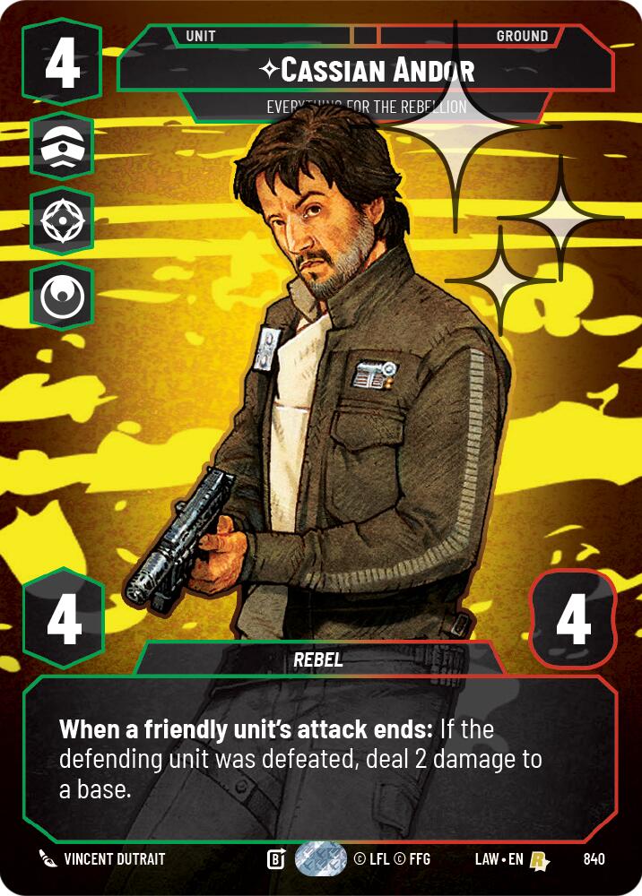 Cassian Andor - Everything for the Rebellion (Prestige Foil) (840) (840) [A Lawless Time] | Cards and Coasters CA