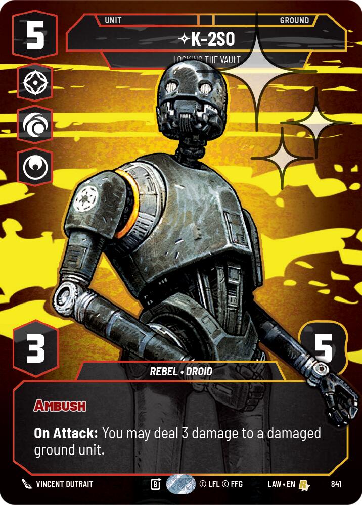 K-2S0 - Locking the Vault (Prestige Foil) (841) (841) [A Lawless Time] | Cards and Coasters CA