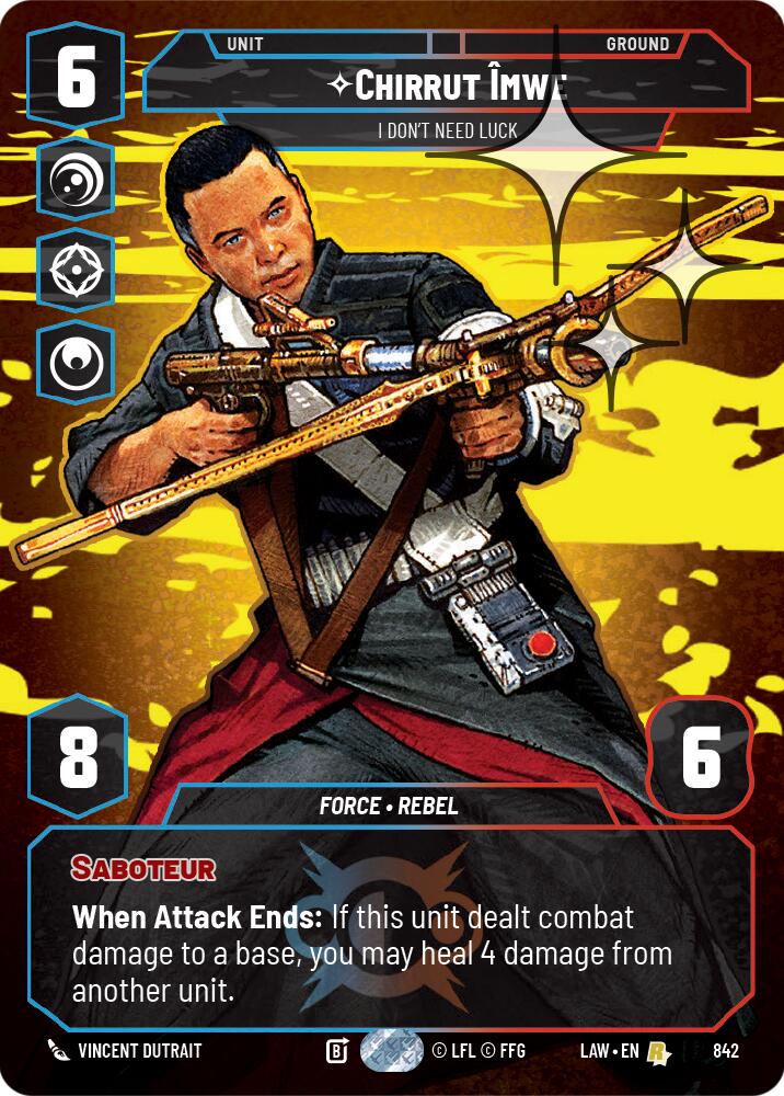 Chirrut Imwe - I Don't Need Luck (Prestige Foil) (842) (842) [A Lawless Time] | Cards and Coasters CA