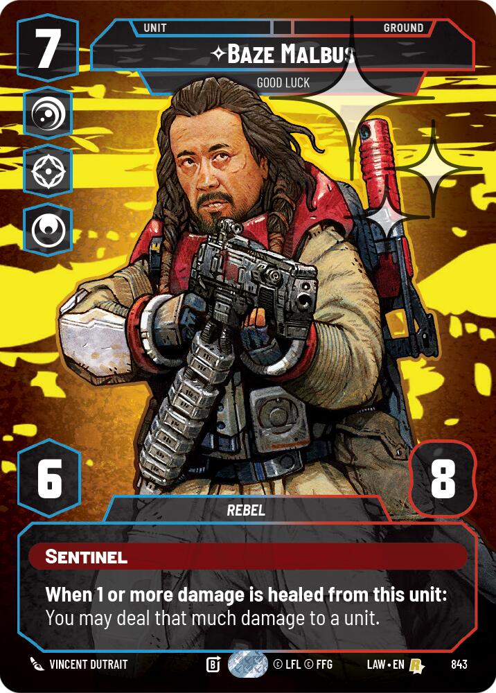Baze Malbus - Good Luck (Prestige Foil) (843) (843) [A Lawless Time] | Cards and Coasters CA