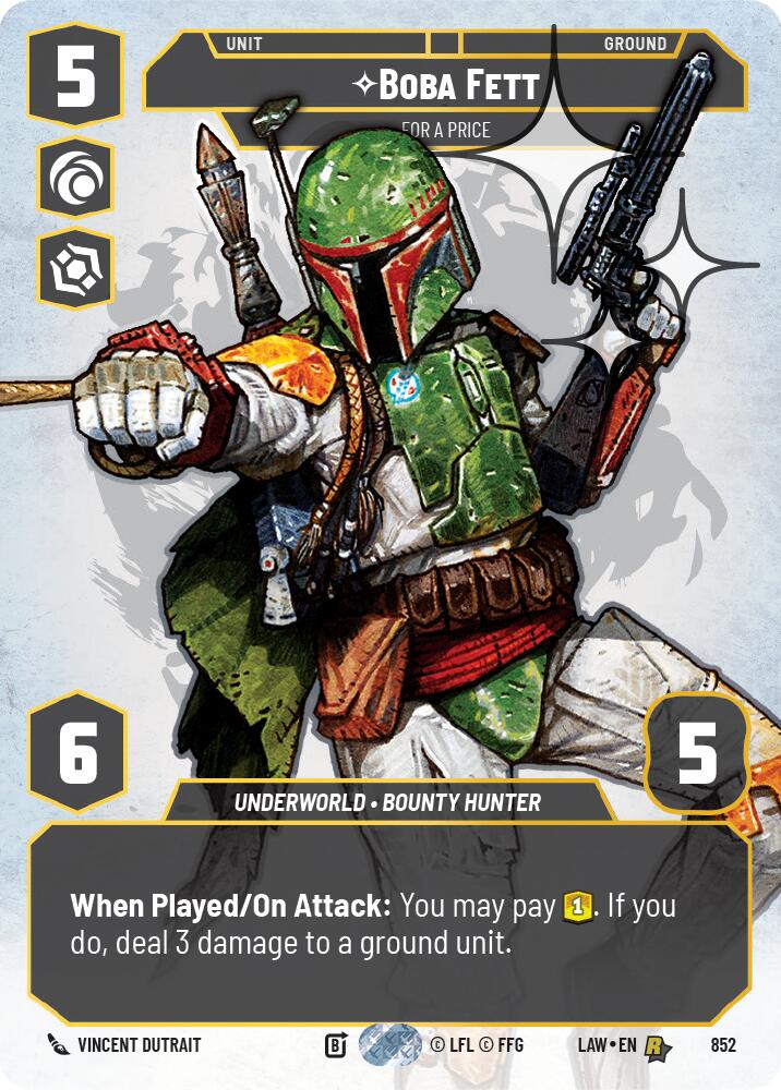 Boba Fett - For a Price (Prestige Foil) (852) (852) [A Lawless Time] | Cards and Coasters CA