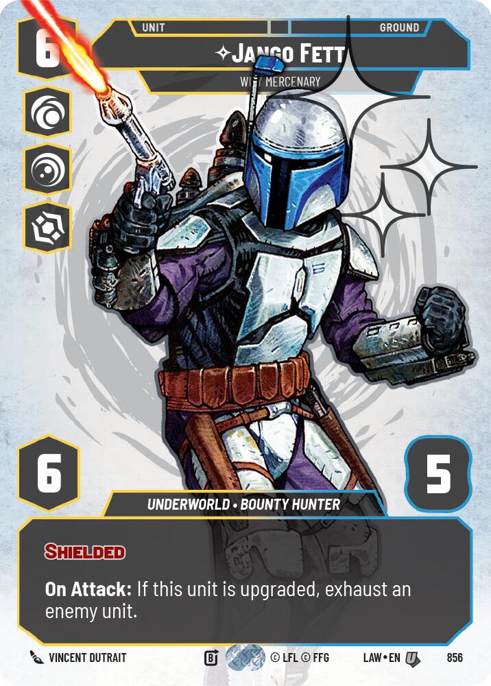 Jango Fett - Wily Mercenary (Prestige Foil) (856) (856) [A Lawless Time] | Cards and Coasters CA