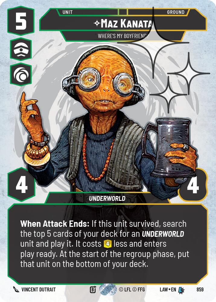 Maz Kanata - Where's My Boyfriend? (Prestige Foil) (859) (859) [A Lawless Time] | Cards and Coasters CA