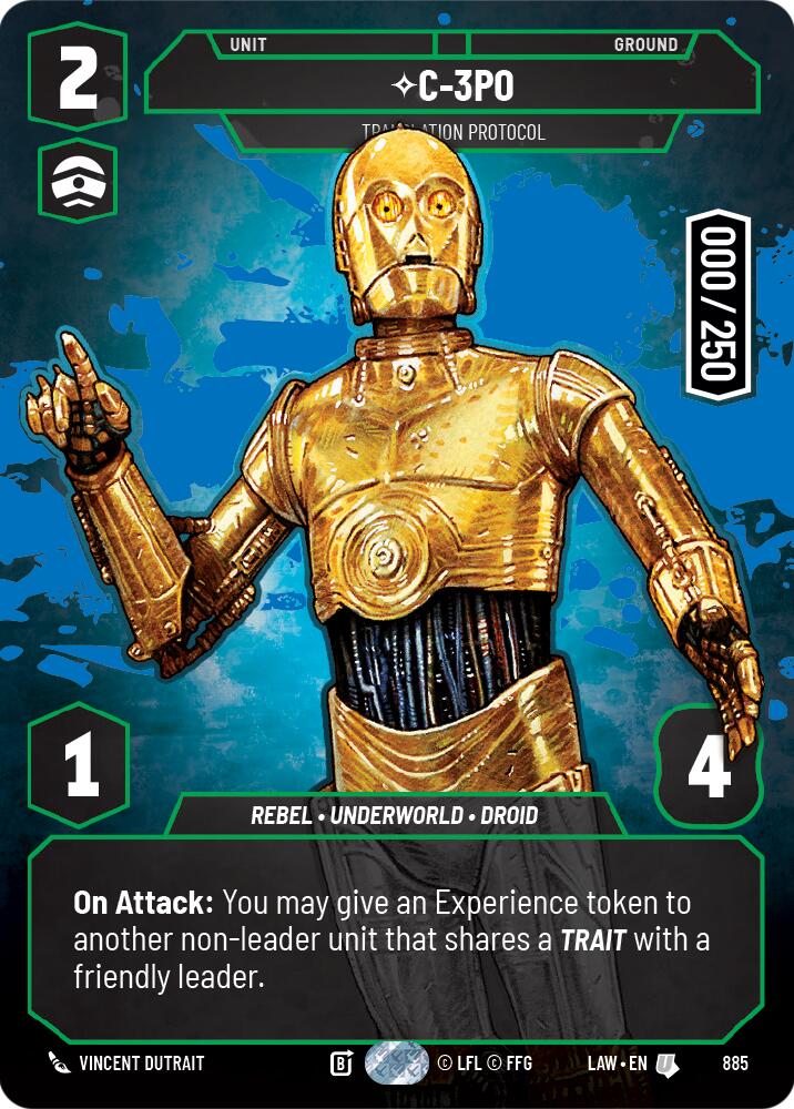 C-3PO - Translation Protocol (Serialized) (885) (885) [A Lawless Time] | Cards and Coasters CA