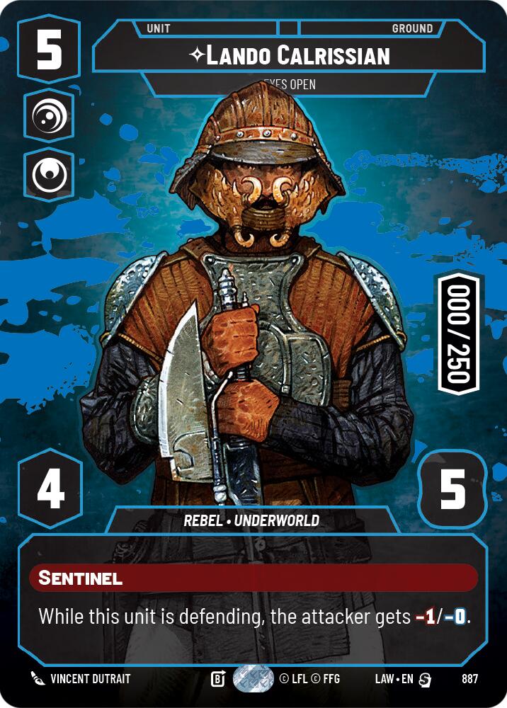 Lando Calrissian - Eyes Open (Serialized) (887) (887) [A Lawless Time] | Cards and Coasters CA