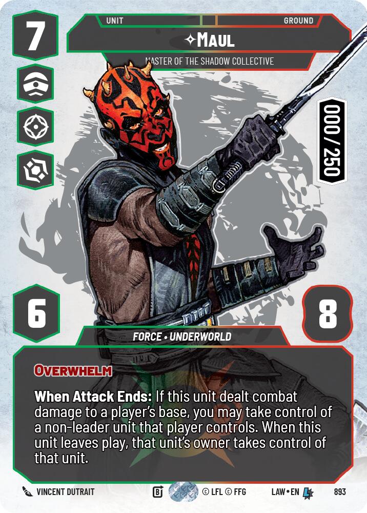 Maul - Master of the Shadow Collective (Serialized) (893) (893) [A Lawless Time] | Cards and Coasters CA
