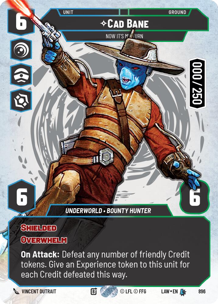 Cad Bane - Now It's My Turn (Serialized) (896) (896) [A Lawless Time] | Cards and Coasters CA