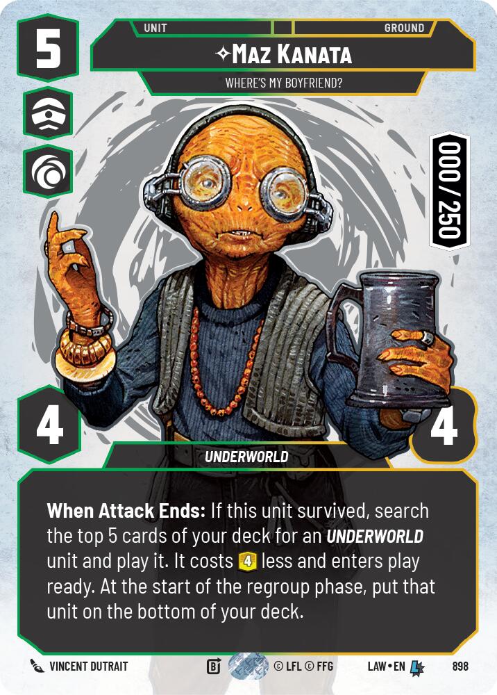 Maz Kanata - Where's My Boyfriend? (Serialized) (898) (898) [A Lawless Time] | Cards and Coasters CA