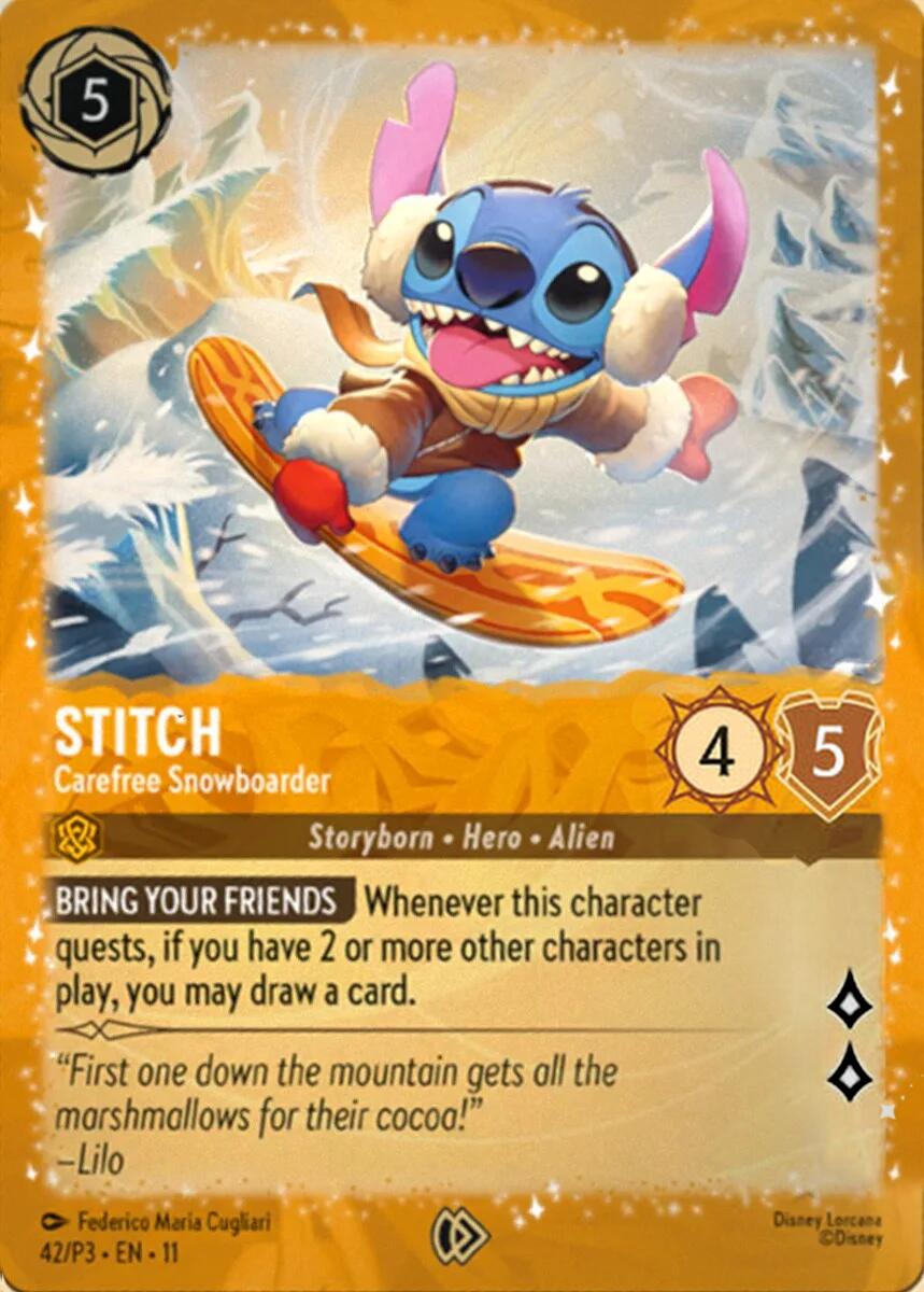 Stitch - Carefree Snowboarder (42) [Promo Cards] | Cards and Coasters CA