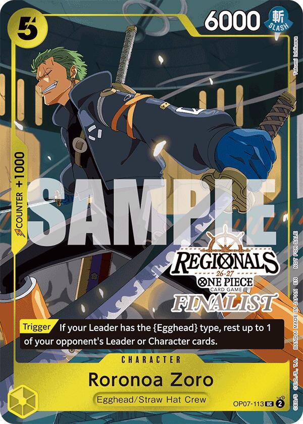 Roronoa Zoro (Regionals Finalist Card Set 26-27) [One Piece Promotion Cards] | Cards and Coasters CA