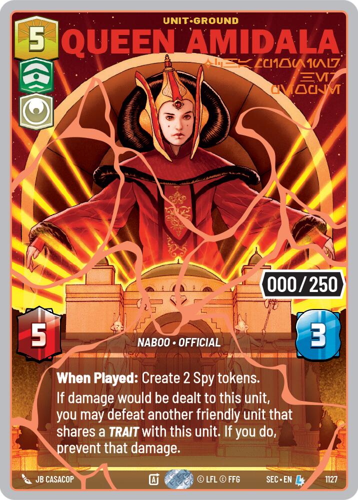 Queen Amidala - Championing Her People (1127) (Serialized) (Rose Gold) (1127) [Secrets of Power] | Cards and Coasters CA
