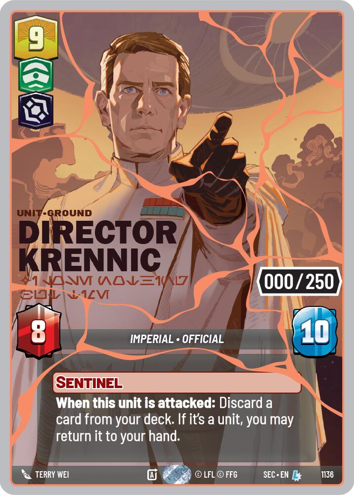 Director Krennic - I Lose Nothing But Time (1136) (Serialized) (Rose Gold) (1136) [Secrets of Power] | Cards and Coasters CA