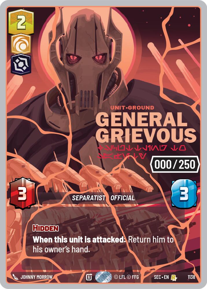General Grievous - Scuttling to Safety (1138) (Serialized) (Rose Gold) (1138) [Secrets of Power] | Cards and Coasters CA