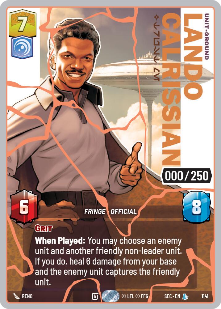 Lando Calrissian - Trust Me (1141) (Serialized) (Rose Gold) (1141) [Secrets of Power] | Cards and Coasters CA