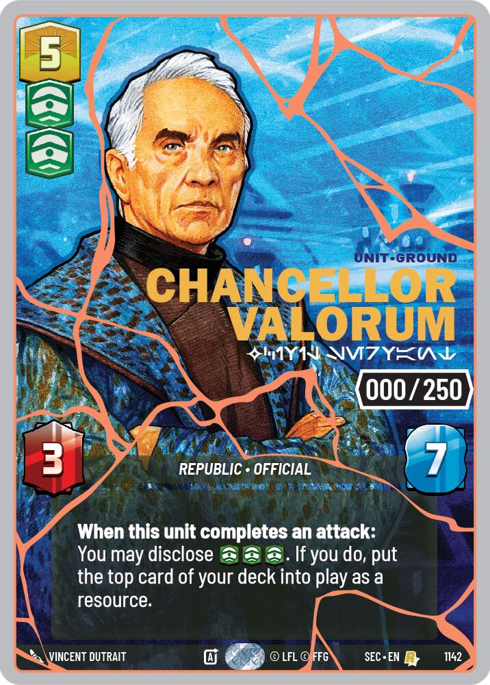 Chancellor Valorum - Civil Servant (1142) (Serialized) (Rose Gold) (1142) [Secrets of Power] | Cards and Coasters CA
