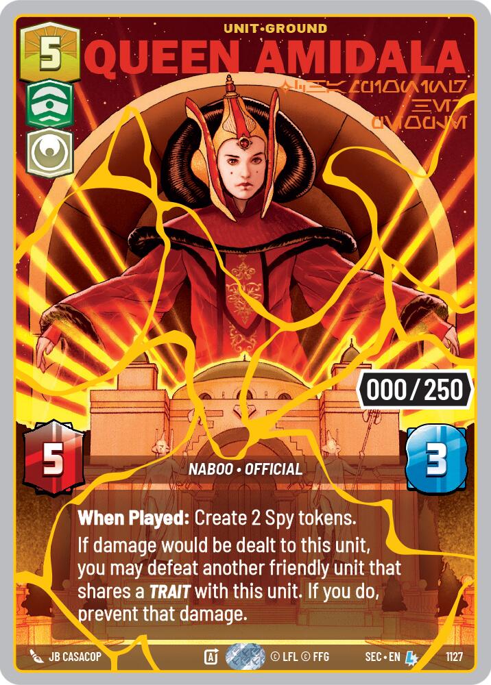 Queen Amidala - Championing Her People (1127) (Serialized) (Gold) (1127) [Secrets of Power] | Cards and Coasters CA