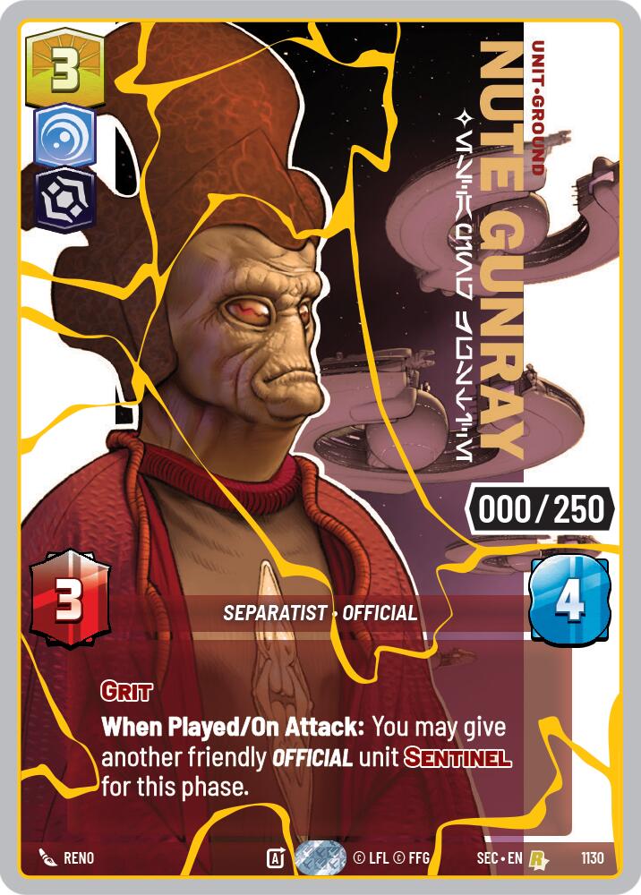 Nute Gunray - Escaping Justice (1130) (Serialized) (Gold) (1130) [Secrets of Power] | Cards and Coasters CA