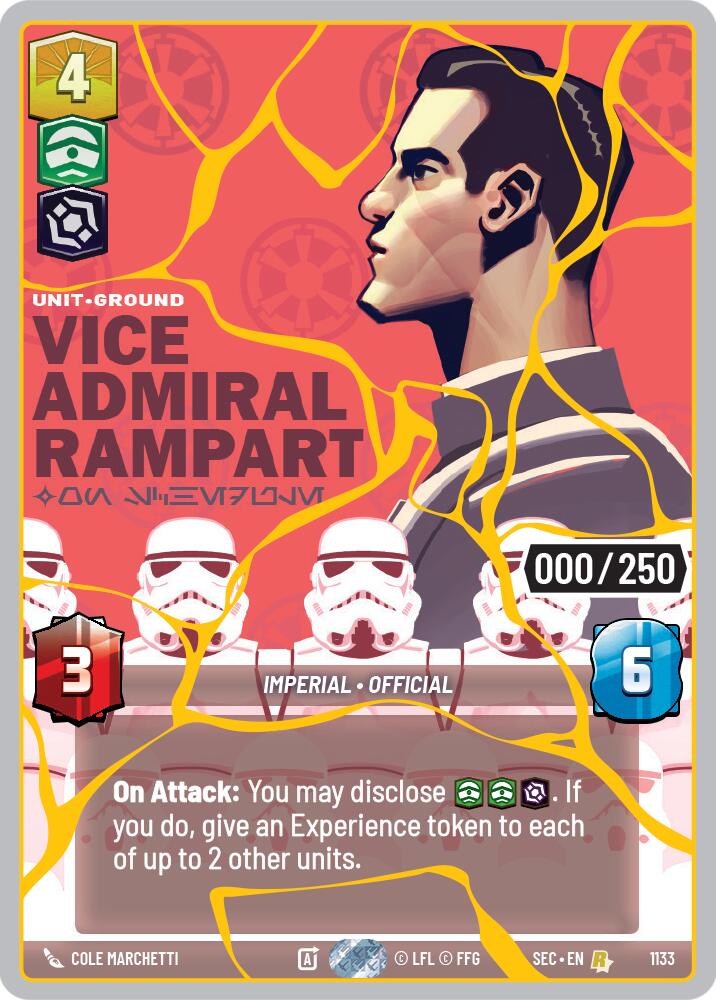 Vice Admiral Rampart - On Schedule (1133) (Serialized) (Gold) (1133) [Secrets of Power] | Cards and Coasters CA