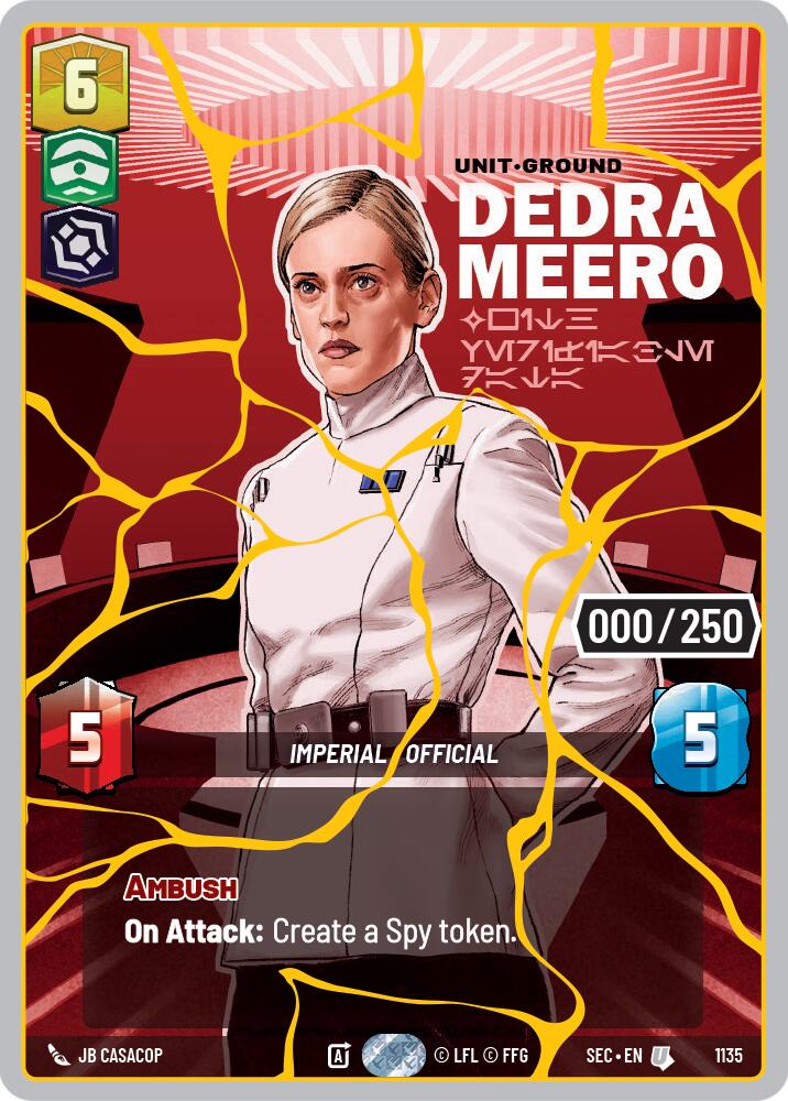 Dedra Meero - With Verifiable Data (1135) (Serialized) (Gold) (1135) [Secrets of Power] | Cards and Coasters CA