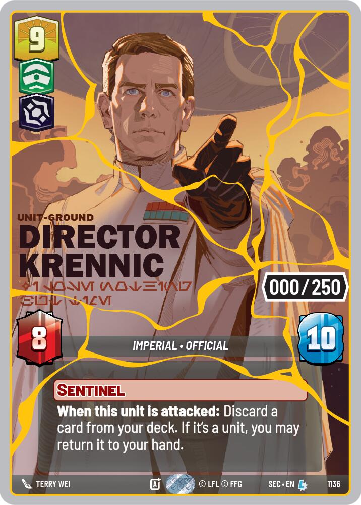 Director Krennic - I Lose Nothing But Time (1136) (Serialized) (Gold) (1136) [Secrets of Power] | Cards and Coasters CA