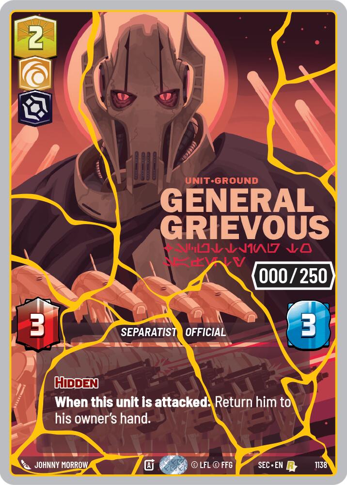 General Grievous - Scuttling to Safety (1138) (Serialized) (Gold) (1138) [Secrets of Power] | Cards and Coasters CA
