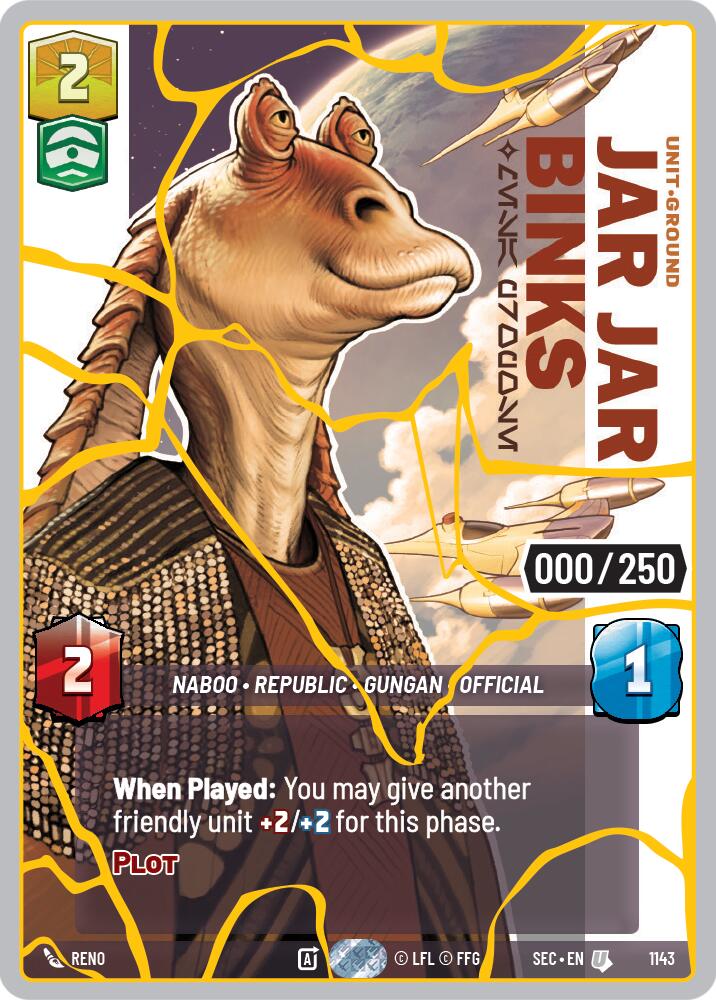 Jar Jar Binks - Mesa Propose (1143) (Serialized) (Gold) (1143) [Secrets of Power] | Cards and Coasters CA