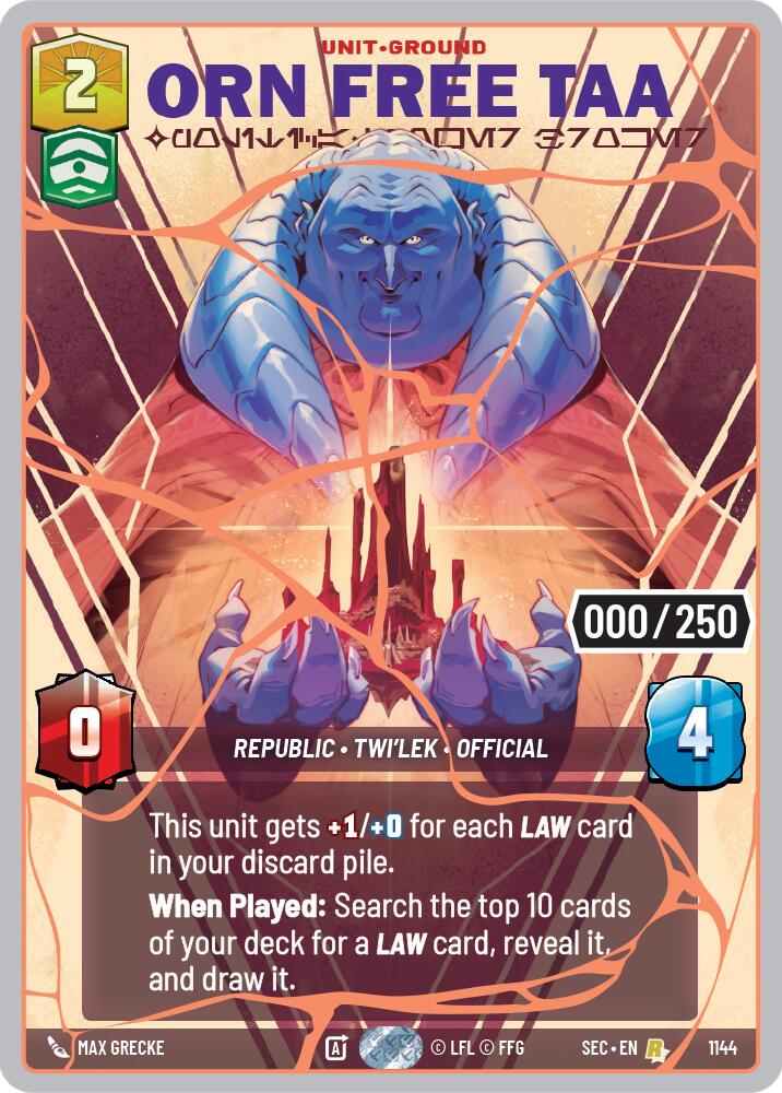 Orn Free Taa - Political Power Broker (1144) (Serialized) (Gold) (1144) [Secrets of Power] | Cards and Coasters CA