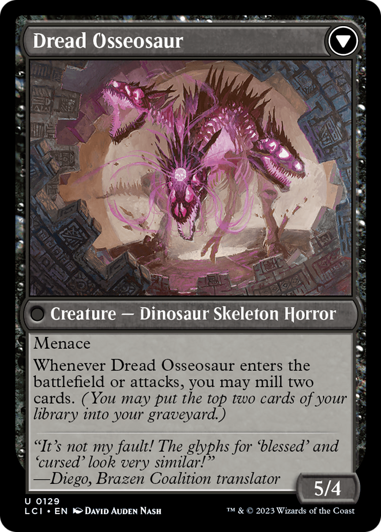 Visage of Dread // Dread Osseosaur [The Lost Caverns of Ixalan] | Cards and Coasters CA