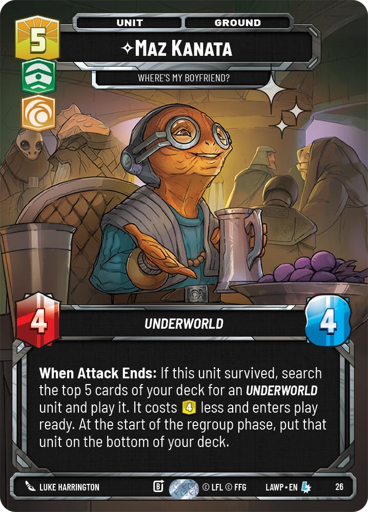 Maz Kanata - Where's My Boyfriend? (26) (Foil) (26) [A Lawless Time: Weekly Play] | Cards and Coasters CA