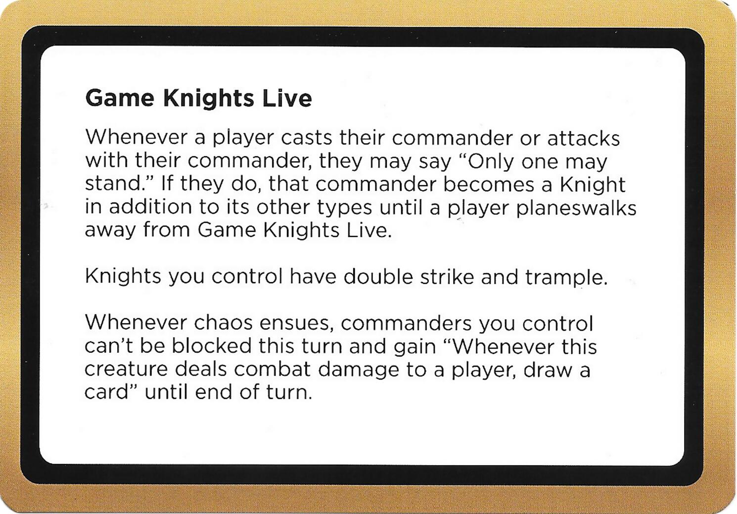 Game Knights Live (Black Lotus Unknown Planechase) [Oversize Cards] | Cards and Coasters CA