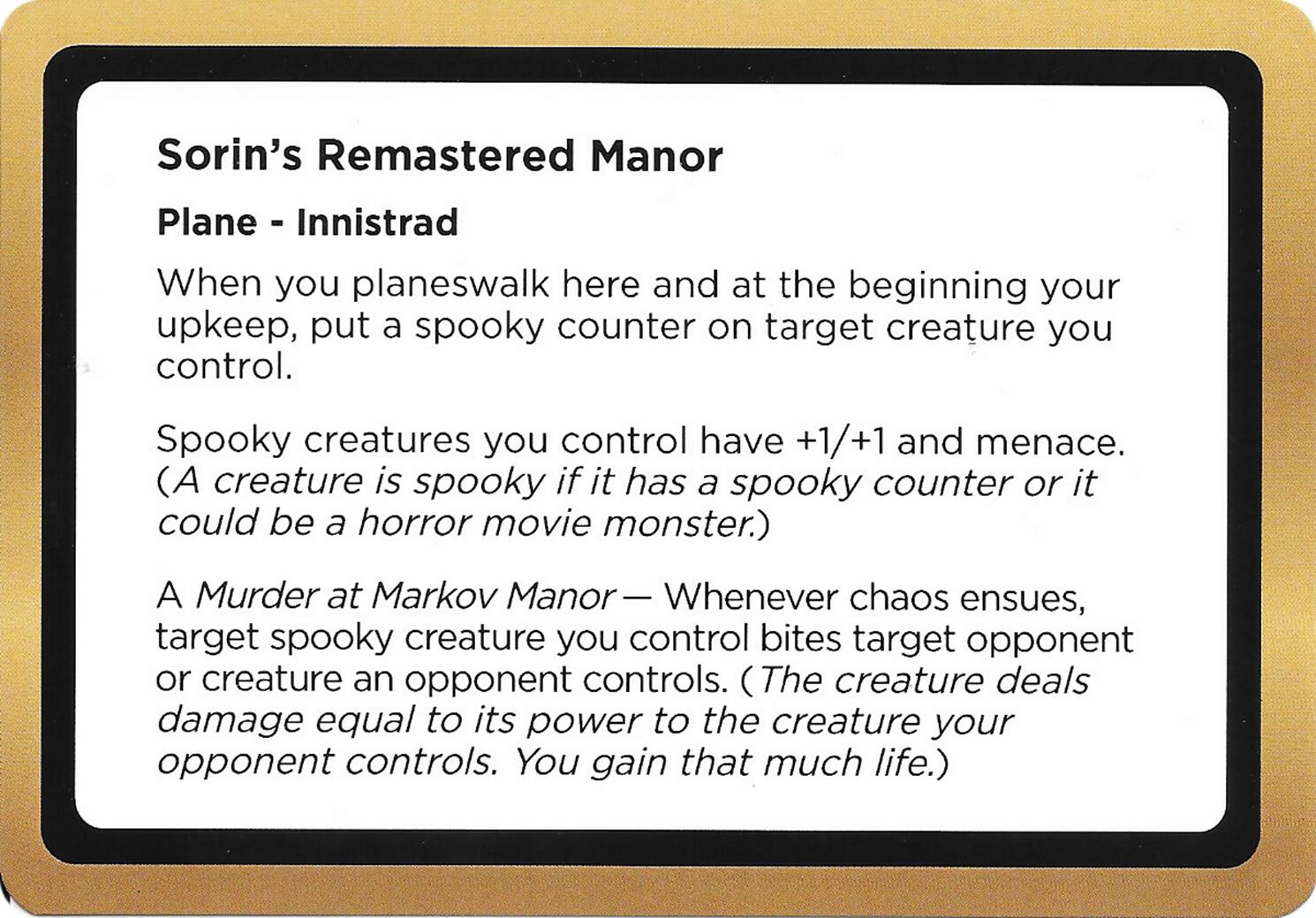 Sorin's Remastered Manor (Black Lotus Unknown Planechase) [Oversize Cards] | Cards and Coasters CA