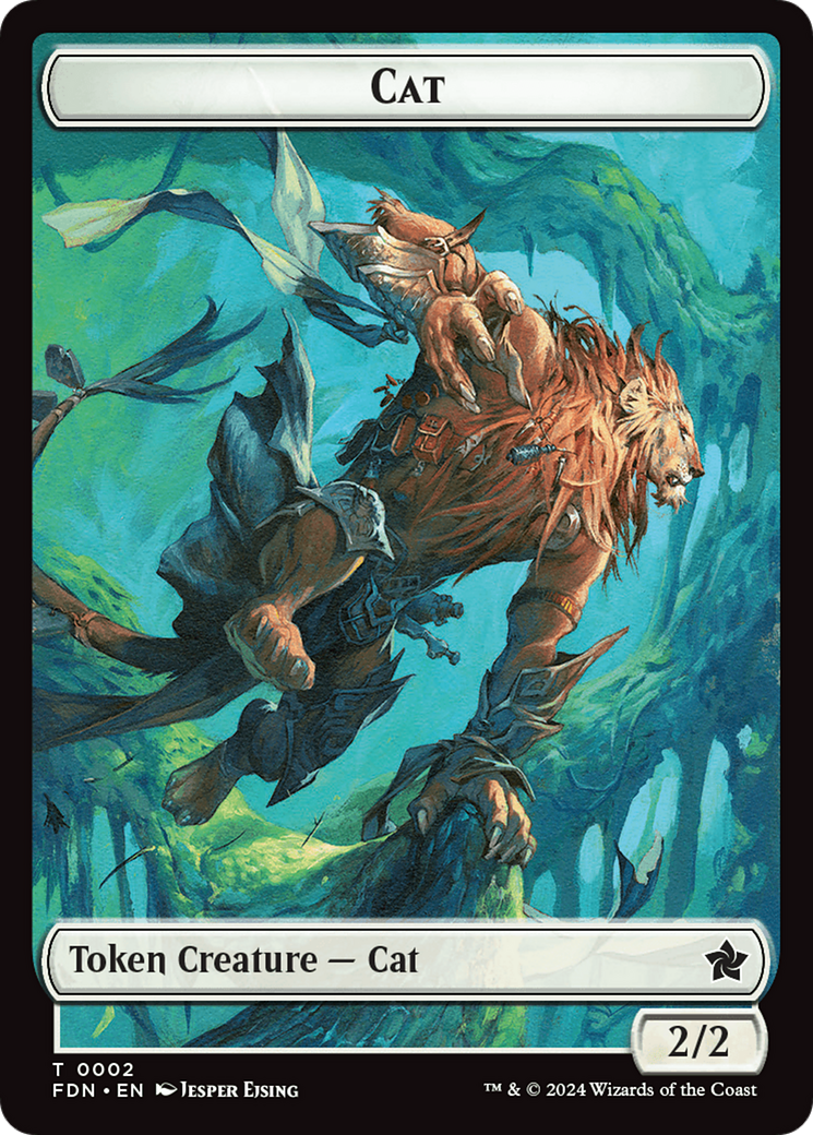 Cat (0001) // Cat (0002) Doubled-Sided Token [Foundations Tokens] | Cards and Coasters CA