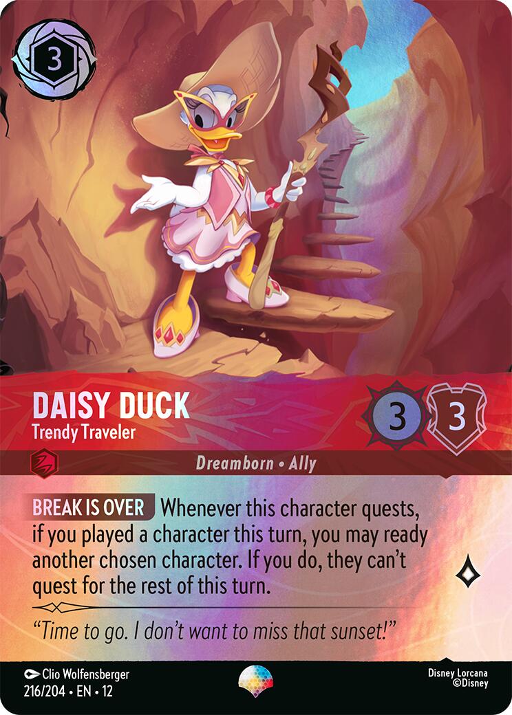 Daisy Duck - Trendy Traveler (Epic) (216/204) [Wilds Unknown] | Cards and Coasters CA