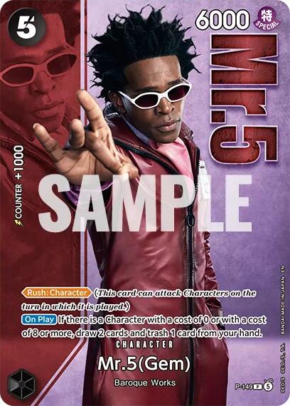 Mr.5 (Gem) - P-149 (Premium Card Collection -Live Action Edition Vol.2 Baroque Works-) [One Piece Promotion Cards] | Cards and Coasters CA