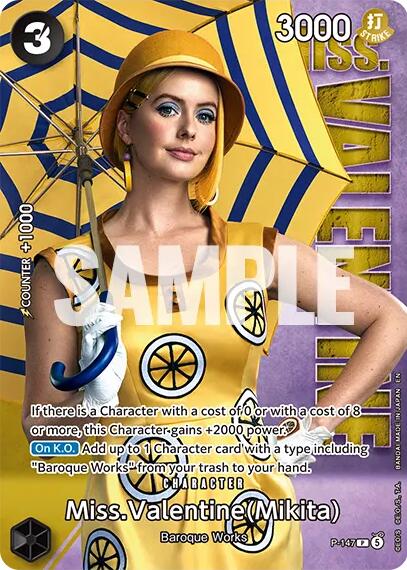 Miss.Valentine (Mikita) - P-147 (Premium Card Collection -Live Action Edition Vol.2 Baroque Works-) [One Piece Promotion Cards] | Cards and Coasters CA