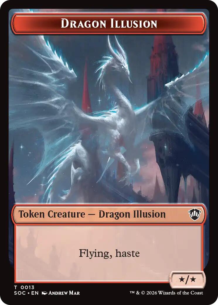 Dragon Illusion // Elemental (0019) Double-Sided Token [Secrets of Strixhaven Commander Tokens] | Cards and Coasters CA
