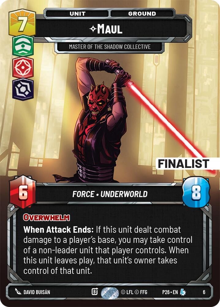 Maul - Master of the Shadow Collective (6) (Finalist) (6) [Organized Play Promos] | Cards and Coasters CA