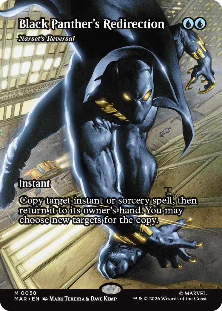 Black Panther's Redirection - Narset's Reversal (Borderless) [Marvel Universe: Eternal-Legal] | Cards and Coasters CA