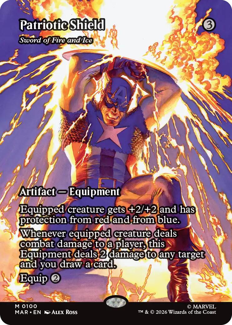 Patriotic Shield - Sword of Fire and Ice (Borderless) [Marvel Universe: Eternal-Legal] | Cards and Coasters CA