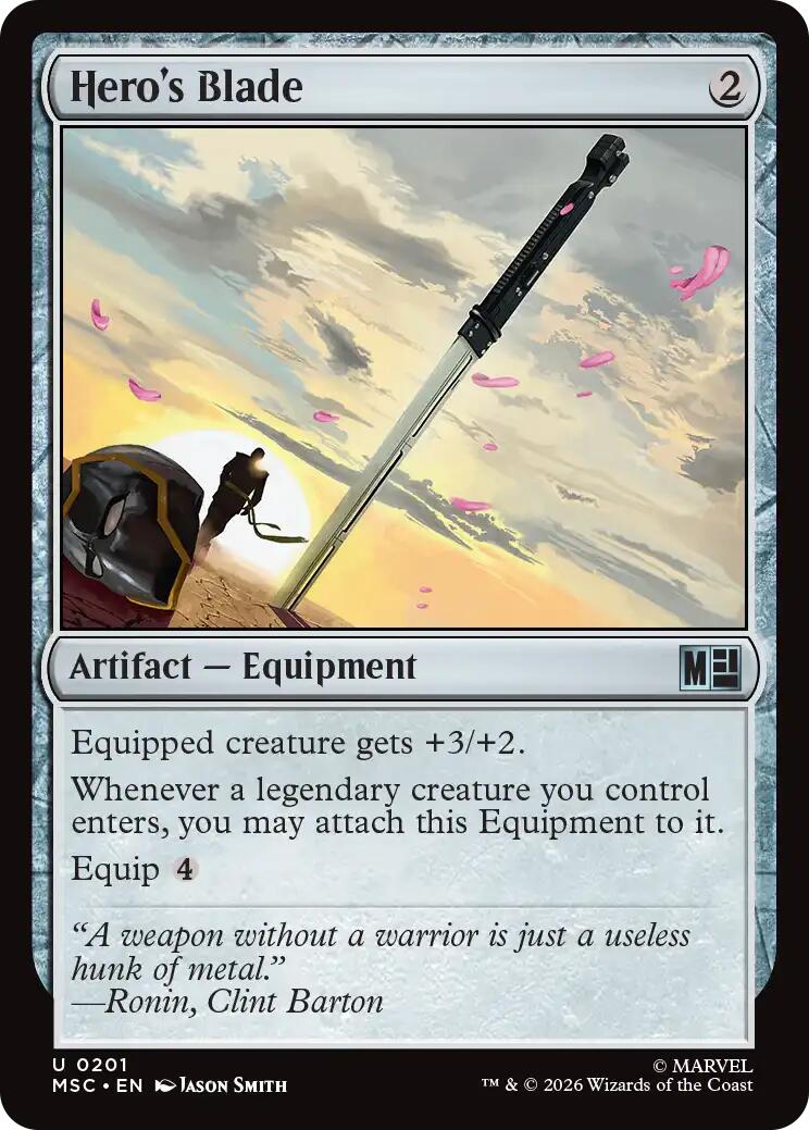 Hero's Blade (Surge Foil) [Marvel Super Heroes Commander] | Cards and Coasters CA