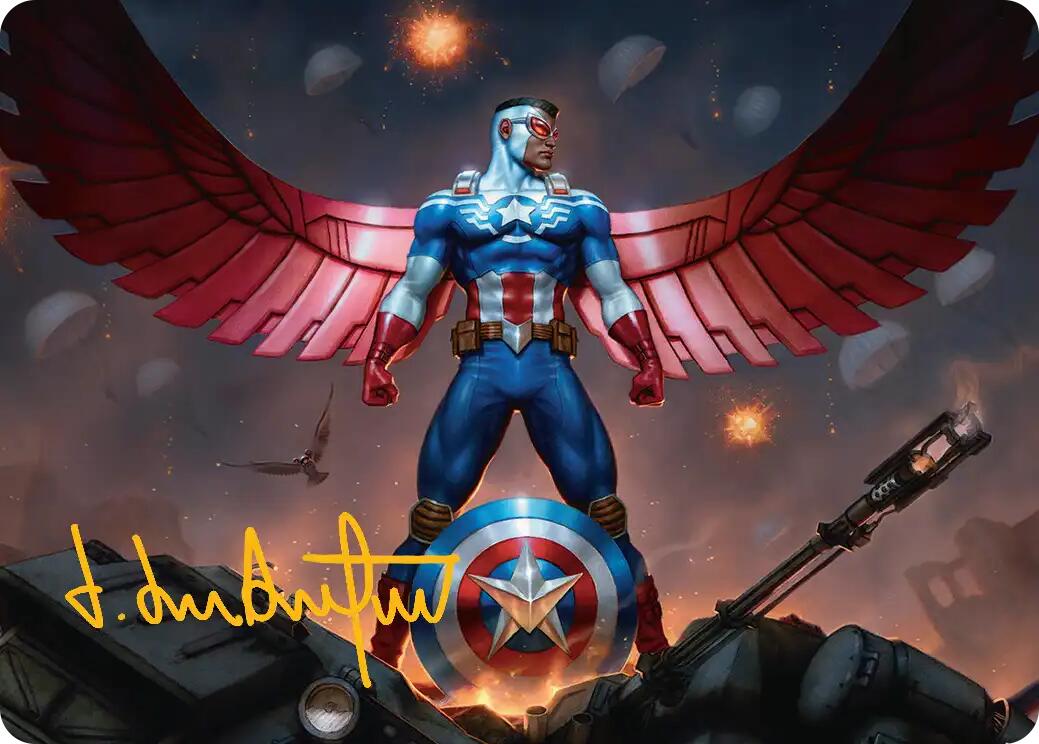 Captain America, Wings of Freedom Art Card (2/45) (Gold-Stamped Signature) [Marvel Super Heroes Art Series] | Cards and Coasters CA