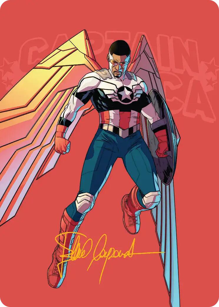 Captain America, Wings of Freedom Art Card (22/45) (Gold-Stamped Signature) [Marvel Super Heroes Art Series] | Cards and Coasters CA