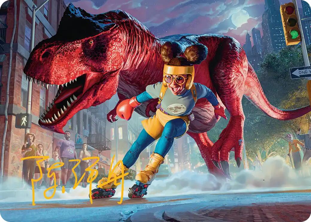 Moon Girl and Devil Dinosaur Art Card (Gold-Stamped Signature) [Marvel Super Heroes Art Series] | Cards and Coasters CA