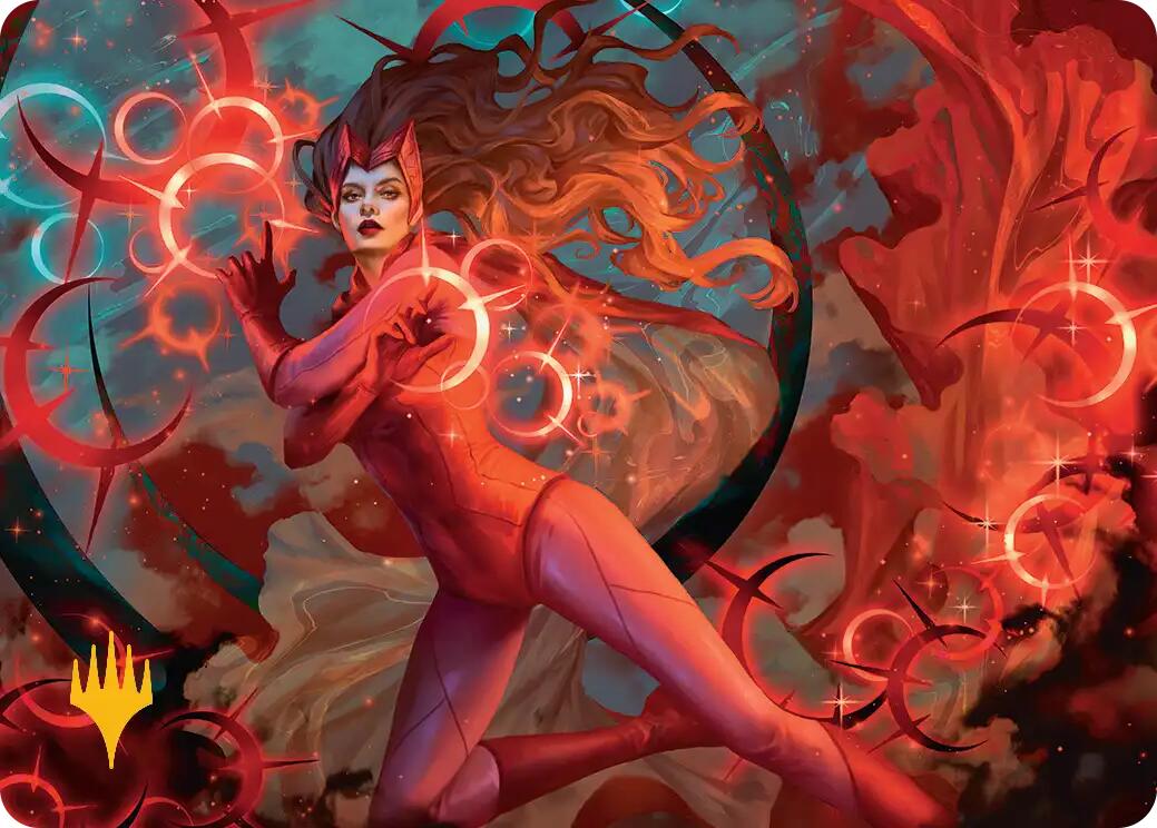 Scarlet Witch, Chaotic Avenger Art Card (Gold-Stamped Planeswalker Symbol) [Marvel Super Heroes Art Series] | Cards and Coasters CA